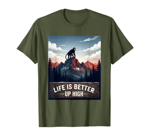 Mademark Life Is Better Up High Monkey Design T-Shirt - Men - size chart