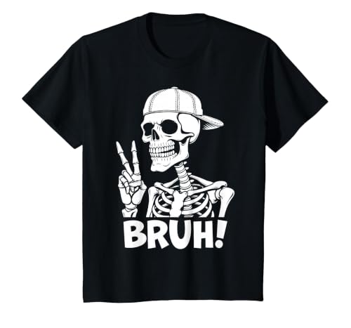 Skeleton Peace Sign Shirts For Men Women & Kids Bruh Skeleton Hand Peace Sign Halloween Skeleton Hand Sign T-Shirt - size
