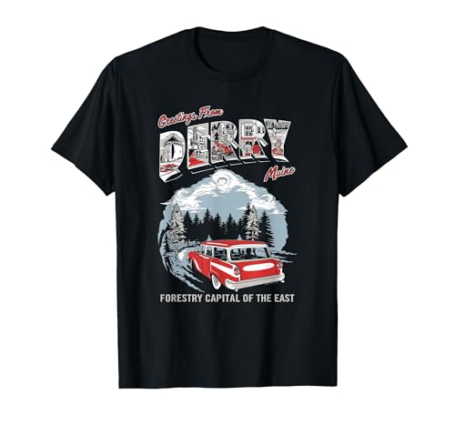 IT: Welcome to Derry Greetings Tourist Horror TV Show T-Shirt - size chart