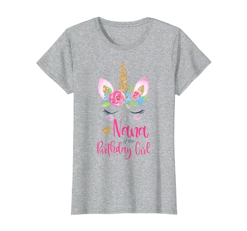 Unicorn Birthday Girl Family Shirts Unicorn Nana of The Birthday Girl Shirt Matching Party Tee T-Shirt - size chart