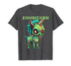 Unique All Hallows Eve Animal Meme Merch Stuff Funny Zombie Unicorn Halloween Tshirt Zombicorn Creature T-Shirt - size chart