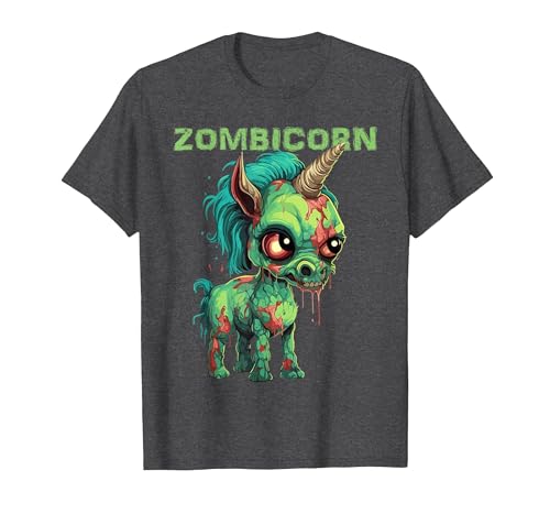 Unique All Hallows Eve Animal Meme Merch Stuff Funny Zombie Unicorn Halloween Tshirt Zombicorn Creature T-Shirt - size chart
