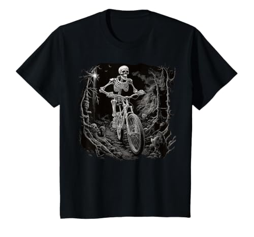 Scary Cyclist Skeleton Gifts Cycling Skeleton Mountain MTB Bicycle Cyclist Skeleton T-Shirt - size chart