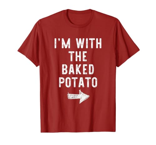 Im With The Baked Potato Halloween Costume I’m with The Baked Potato Funny Halloween Couple Costume T-Shirt - size chart