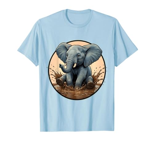 Mademark Baby Elephant Splashing in Muddy Puddle T-Shirt - Men - size chart