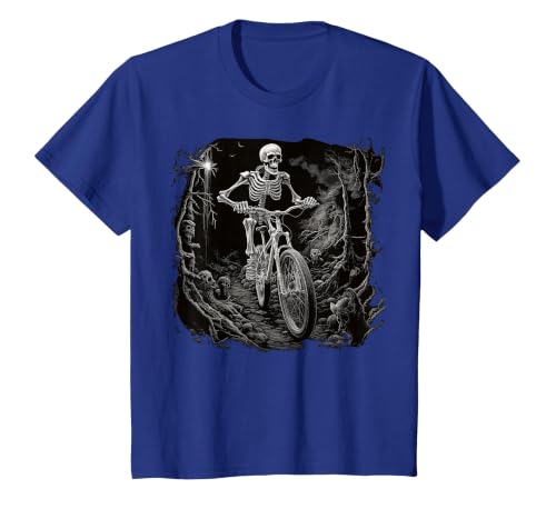 Scary Cyclist Skeleton Gifts Cycling Skeleton Mountain MTB Bicycle Cyclist Skeleton T-Shirt - size chart