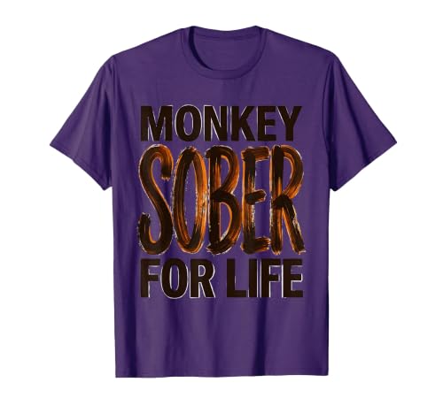 Mademark Monkey Sober For Life Funny Sobriety Design T-Shirt - Men - size chart