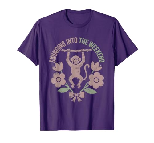 Mademark Swinging Into the Weekend Monkey Design T-Shirt - Men - size chart