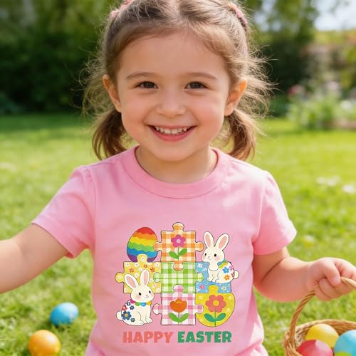Easter Day Gift for Toddler Boy Baby Girl Tractor Loving Bunny T-Shirt — design detail