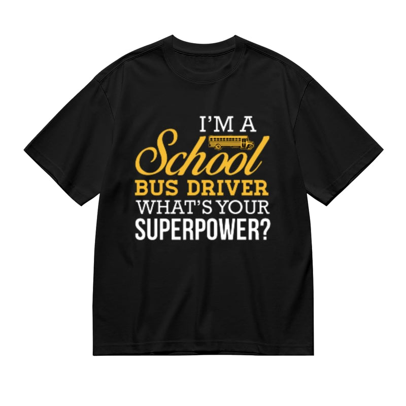 SYPPEIPLC Men Solid Cotton T-Shirt Crew Neck Short Sleeve Home is Where My Horse is Casual Daily Tops - I Am School Bus Driver Whats Your Superpower