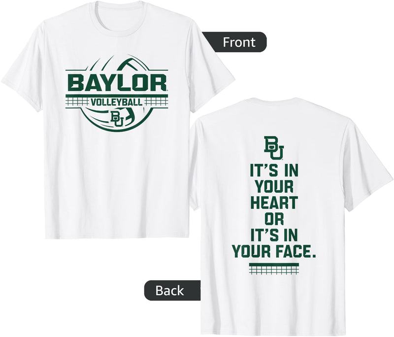 Elite Authentics Baylor Bears Volleyball Front/Back Heart White T-Shirt - As Pictured