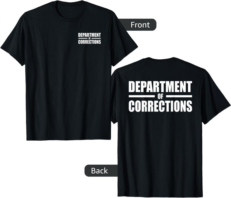 DEPARTMENT OF CORRECTIONS COSTUME TEE DEPARTMENT OF CORRECTIONS INMATE WARDEN JAIL PRISON COSTUME T-Shirt - Black