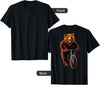 Fox Republic Design Funny Bear Riding Bicycle Gift for Mountain Bikers T-Shirt - Black