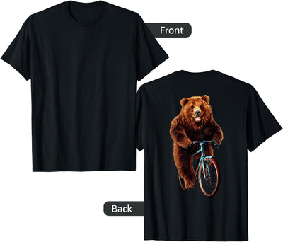 Funny Bear Riding Bicycle Gift for Mountain Bikers T-Shirt