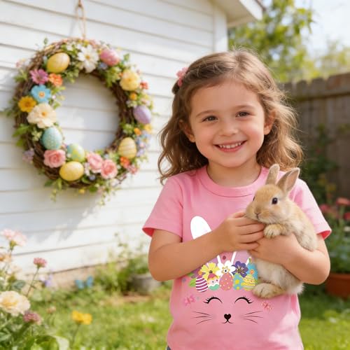 Easter Day Gift for Toddler Boy Baby Girl Tractor Loving Bunny T-Shirt — design detail
