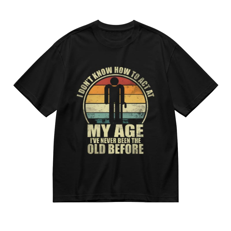 SYPPEIPLC Men Solid Cotton T-Shirt Crew Neck Short Sleeve I Like Exercise Because I Love Eating Casual Daily Tops - I Don't Know How to Act at My Age