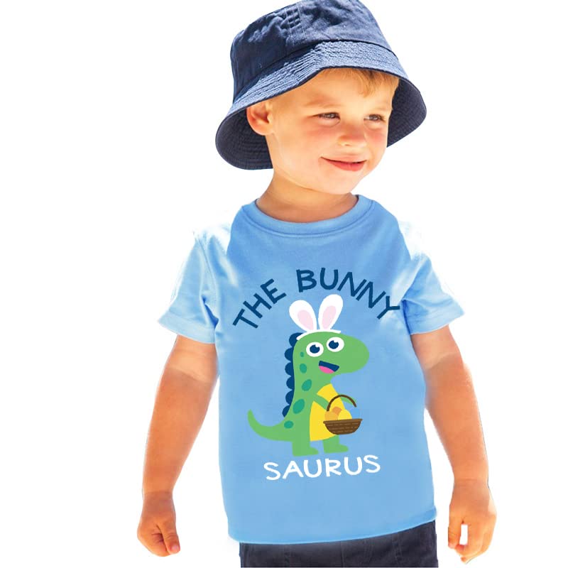 Easter Day Gift for Toddler Boy Baby Girl Tractor Loving Bunny T-Shirt — design detail