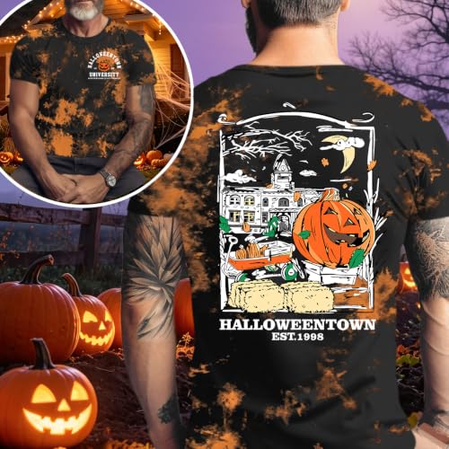 Ithalt Mens Halloween Shirt Halloweentown T Shirt Pumpkin Short Sleeve Top - size chart