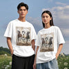 DRTGEDS Horses Running Art Printing Short Sleeve Cotton Lightweight Pullover Summer Casual Sweatshirts - size chart