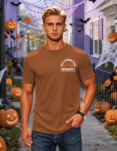 Ithalt Mens Halloween Shirt Halloweentown T Shirt Pumpkin Short Sleeve Top - size chart