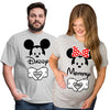 AMAZING RETRO Mickey Minnie Couple Shirts Dad Mom Couple Matching Pregnancy Announcement T-Shirt-(Sold Separately) - size