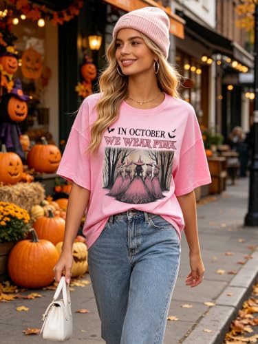 SGYHO Oversized Halloween Shirts for Women Spooky Season Pumpkin Ghost Fall Casual Tee - size chart