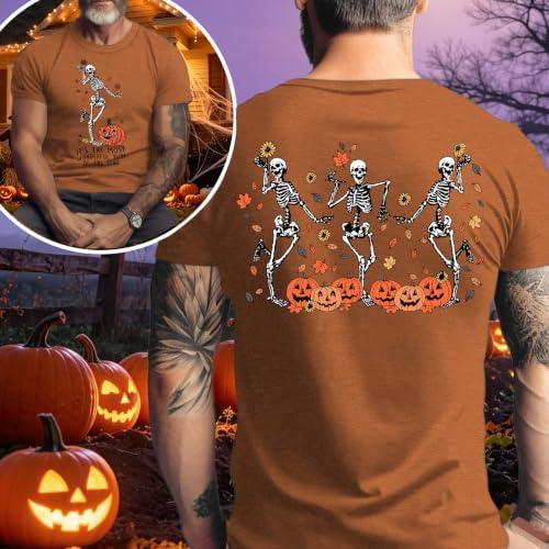 Ithalt Mens Halloween Shirt Halloweentown T Shirt Pumpkin Short Sleeve Top - size chart