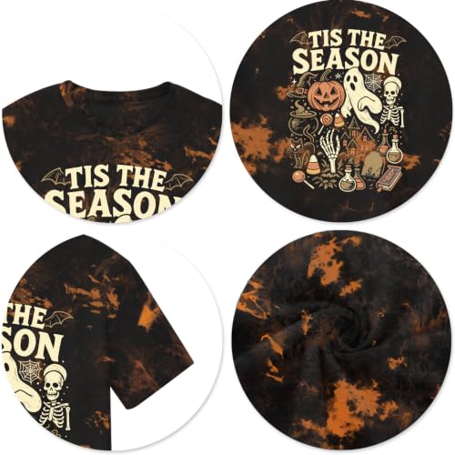 CAZYCHILD Halloween Shirts for Men Funny Halloween Pumpkin Shirt Dancing Skeleton Tee - size chart