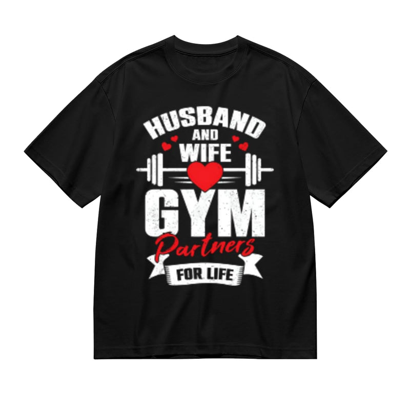 SYPPEIPLC Men Solid Cotton T-Shirt Crew Neck Short Sleeve I Like Exercise Because I Love Eating Casual Daily Tops - Husband and Wife Gym Partners