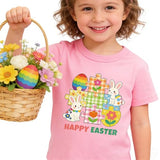 Easter Day Gift for Toddler Boy Baby Girl Tractor Loving Bunny T-Shirt — design detail
