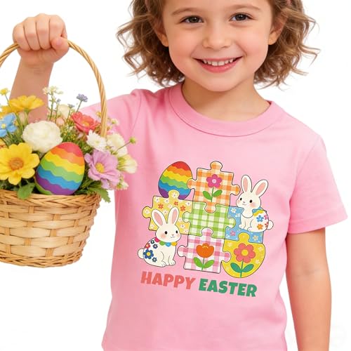Easter Day Gift for Toddler Boy Baby Girl Tractor Loving Bunny T-Shirt — design detail