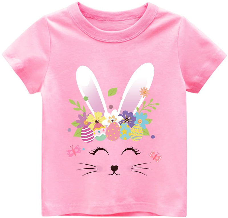 Easter Day Gift for Toddler Boy Baby Girl Tractor Loving Bunny T-Shirt in Bunny Head-pink