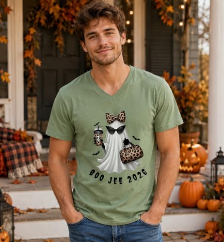 WQFQW Boo JEE 2026 Ghost Funny Halloween Leopard Print Ghost Shirt for Women - size chart