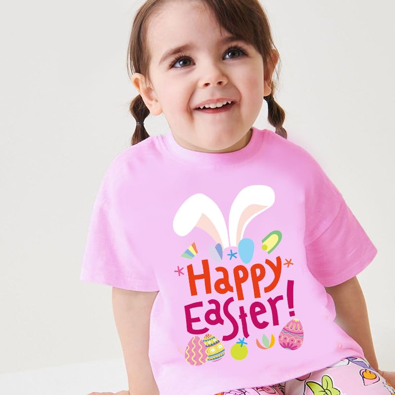 Easter Day Gift for Toddler Boy Baby Girl Tractor Loving Bunny T-Shirt — design detail