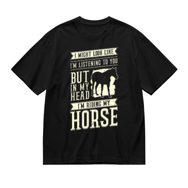 SYPPEIPLC Men Solid Cotton T-Shirt Crew Neck Short Sleeve Home is Where My Horse is Casual Daily Tops - Horseback Riding Equestrian