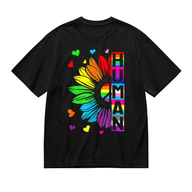 SYPPEIPLC Men Solid Cotton T-Shirt Crew Neck Short Sleeve Home is Where My Horse is Casual Daily Tops - Human Sunflower Rainbow