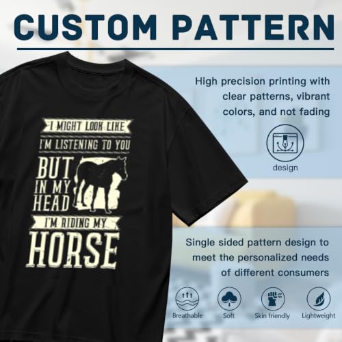 SYPPEIPLC Men Solid Cotton T-Shirt Crew Neck Short Sleeve Home is Where My Horse is Casual Daily Tops - size chart