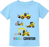 Easter Day Gift for Toddler Boy Baby Girl Tractor Loving Bunny T-Shirt in Eggs Cavator-blue