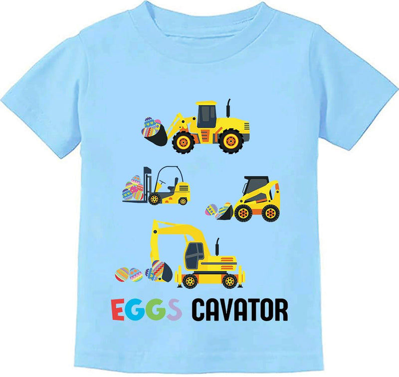 Easter Day Gift for Toddler Boy Baby Girl Tractor Loving Bunny T-Shirt in Eggs Cavator-blue