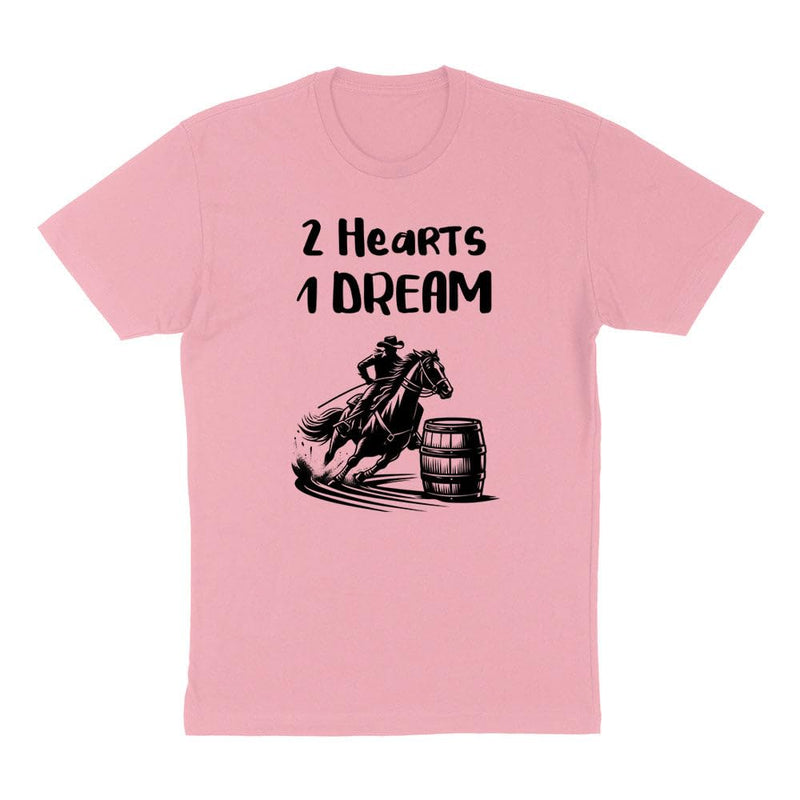 TeesAndTankYou 2 Hearts 1 Dream Horse Rider Shirt Unisex - Pink