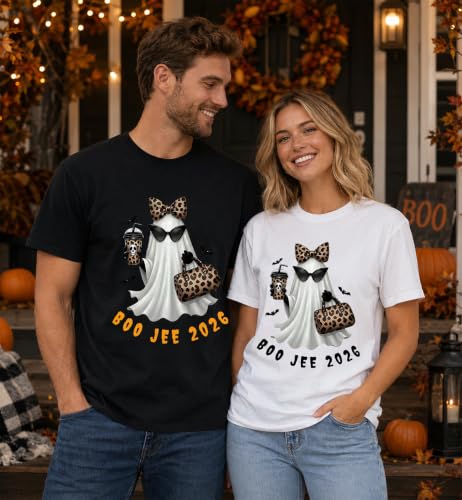 WQFQW Boo JEE 2026 Ghost Funny Halloween Leopard Print Ghost Shirt for Women - size chart
