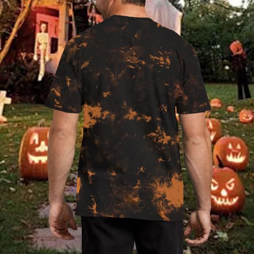 CAZYCHILD Halloween Shirts for Men Funny Halloween Pumpkin Shirt Dancing Skeleton Tee - size chart