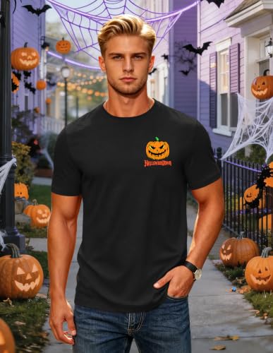 Ithalt Mens Halloween Shirt Halloweentown T Shirt Pumpkin Short Sleeve Top - size chart