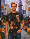 Ithalt Mens Halloween Shirt Halloweentown T Shirt Pumpkin Short Sleeve Top - size chart