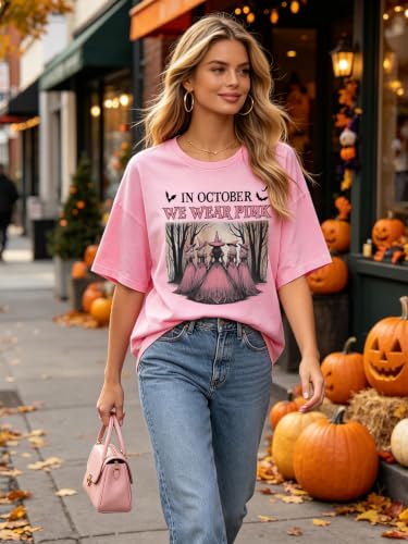 SGYHO Oversized Halloween Shirts for Women Spooky Season Pumpkin Ghost Fall Casual Tee - size chart