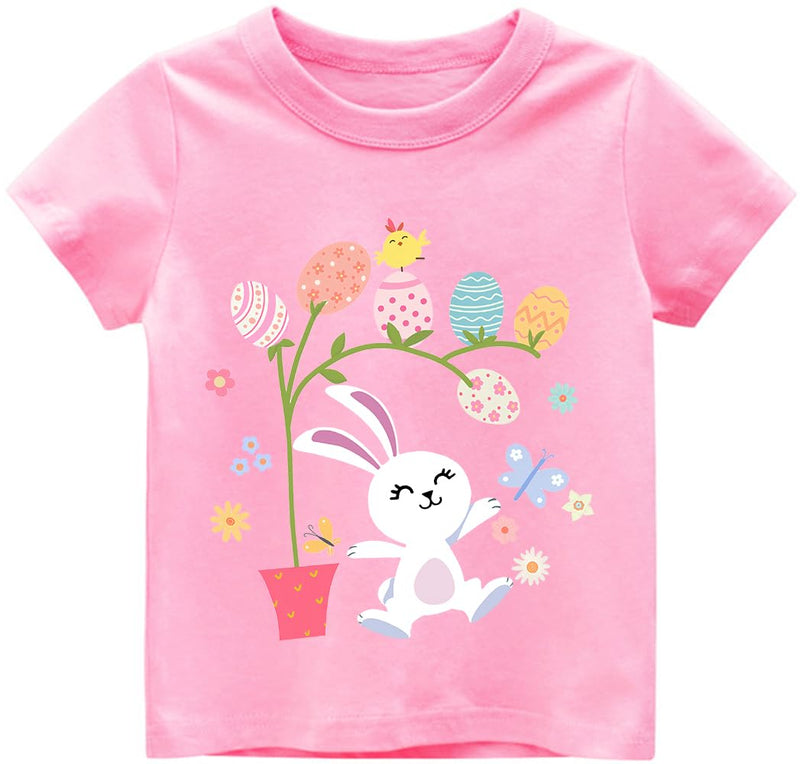 Easter Day Gift for Toddler Boy Baby Girl Tractor Loving Bunny T-Shirt in Egg Hunt Tree-pink