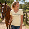 Nusyouc Life Happens Horses Help Equestrian T-Shirt Vintage Horse Lover T Shirt Tops - size chart