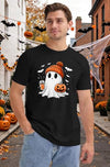 CAZYCHILD Halloween Shirts for Men Funny Halloween Pumpkin Shirt Dancing Skeleton Tee - size chart
