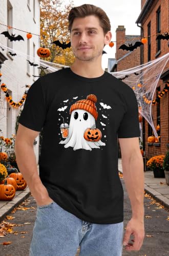 CAZYCHILD Halloween Shirts for Men Funny Halloween Pumpkin Shirt Dancing Skeleton Tee - size chart