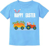 Easter Day Gift for Toddler Boy Baby Girl Tractor Loving Bunny T-Shirt in Bunny Trailer-blue
